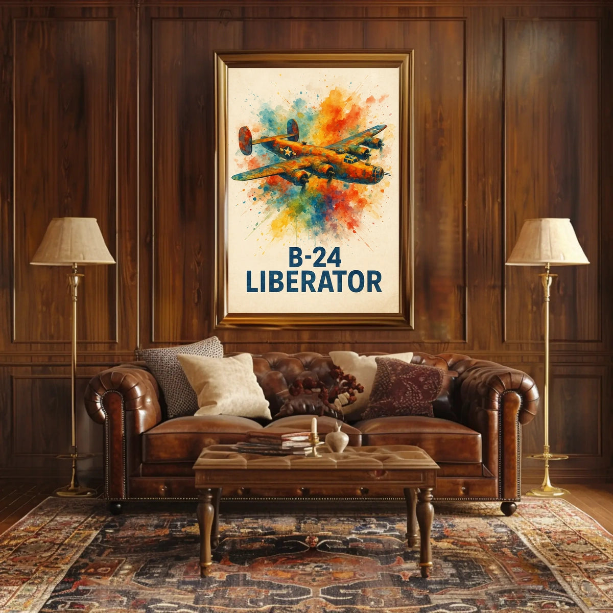 B-24 Liberator WWII Airplane Art Poster Print
