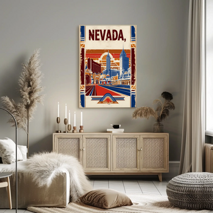 Nevada USA Desert Skyline Retro Vintage Travel Poster