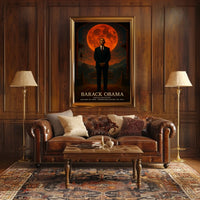Red Moon Man East Asian Artistic Poster