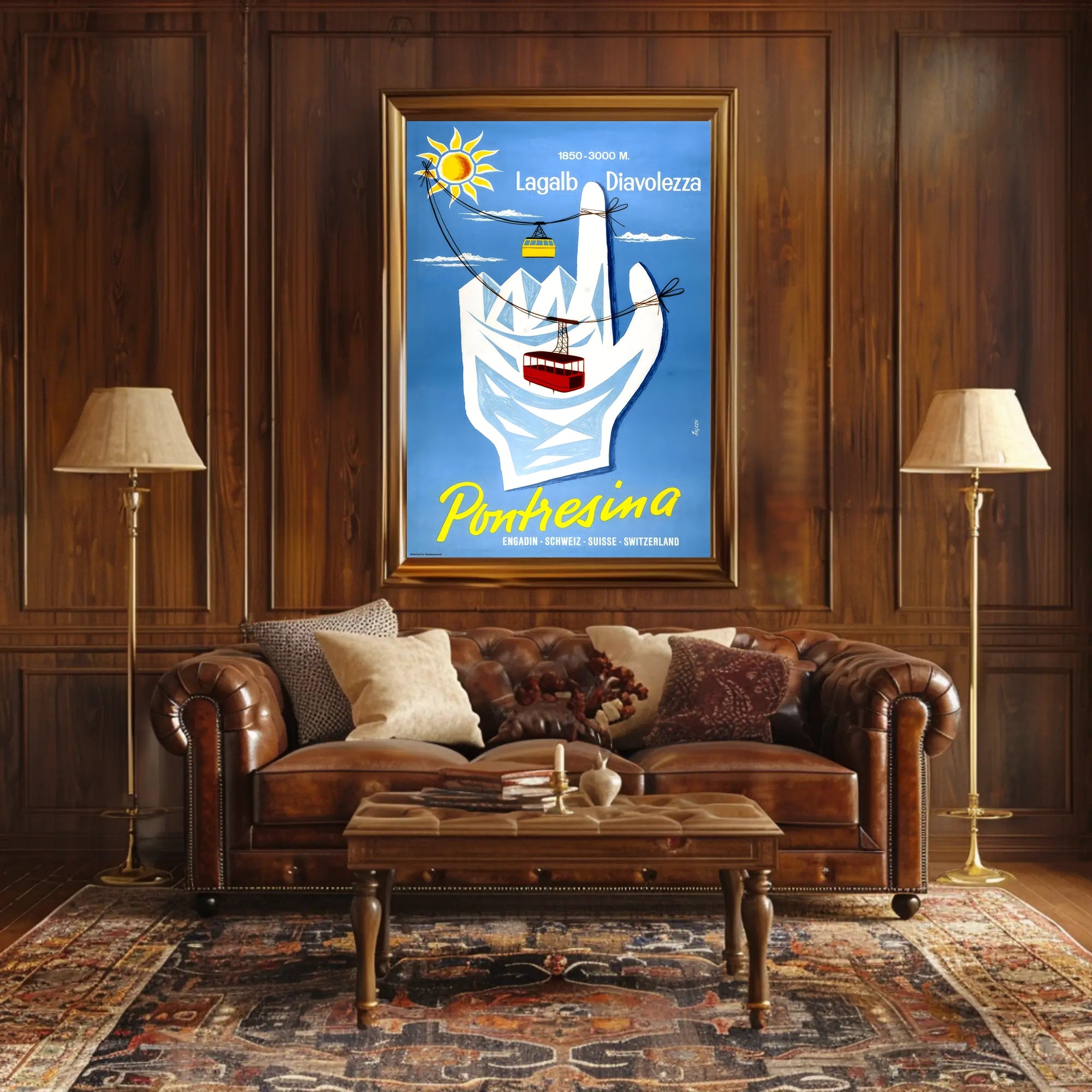 Pontresina Mountain Cable Cars Poster PosterGoat