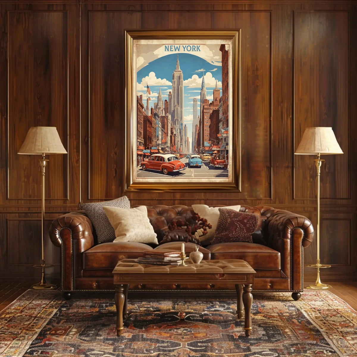 Mid Century New York Cityscape Poster Vintage Wall Art
