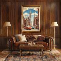 Mid Century New York Cityscape Poster Vintage Wall Art