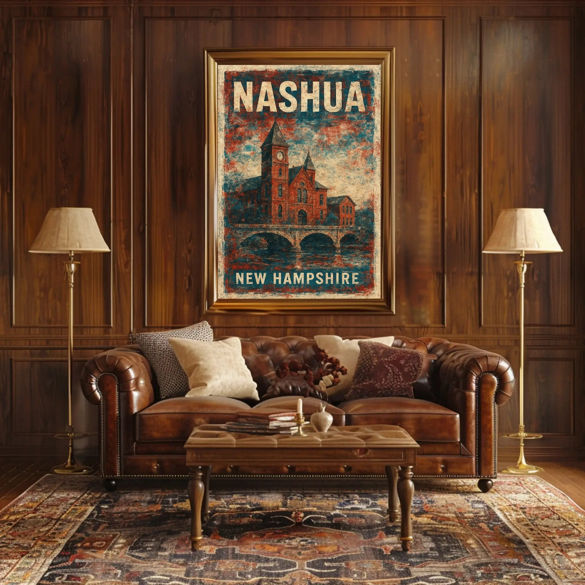 Nashua New Hampshire Cityscape Travel Scenes Realism Photography Digital Painting Poster