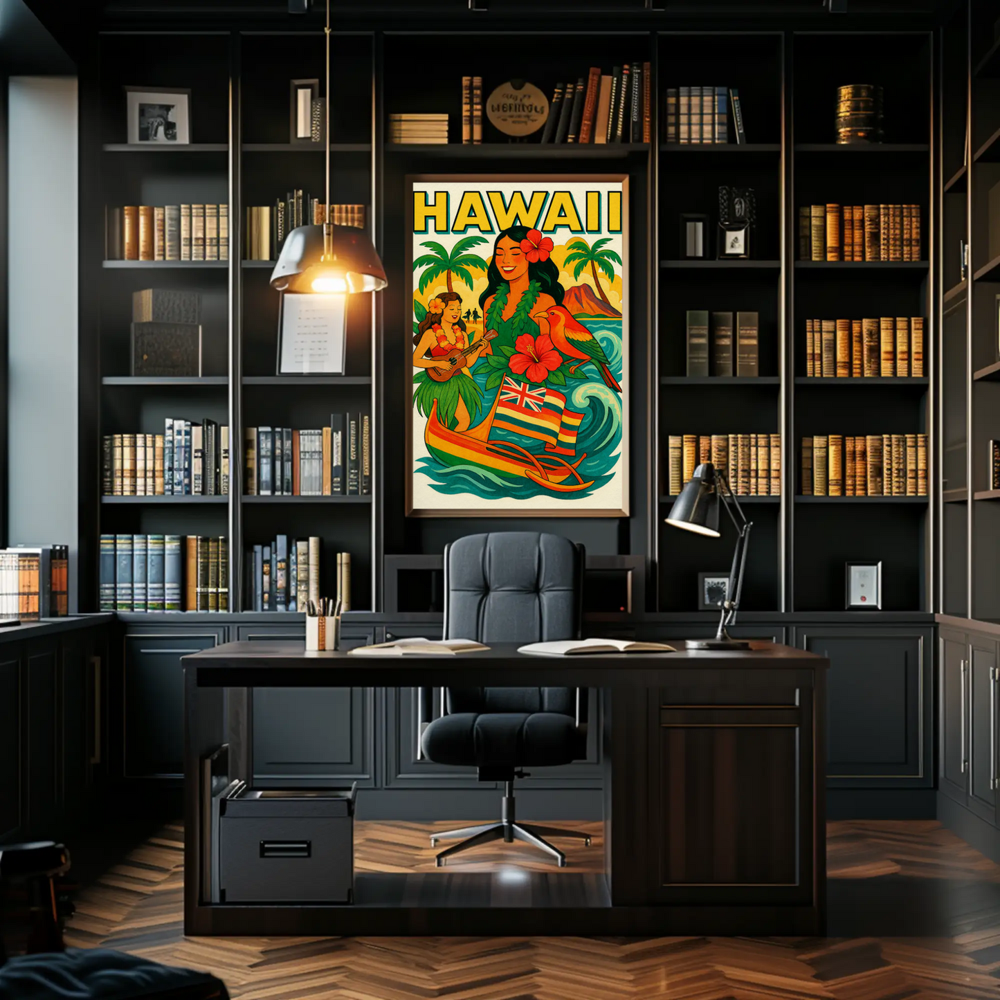 Hawaii Culture Island Canoe Flowers Poster