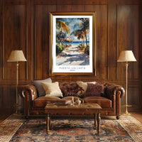 Tropical Beach Watercolor Art Travel Poster PosterGoat