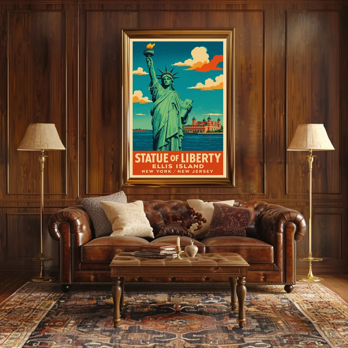 Statue Of Liberty And Ellis Island Poster