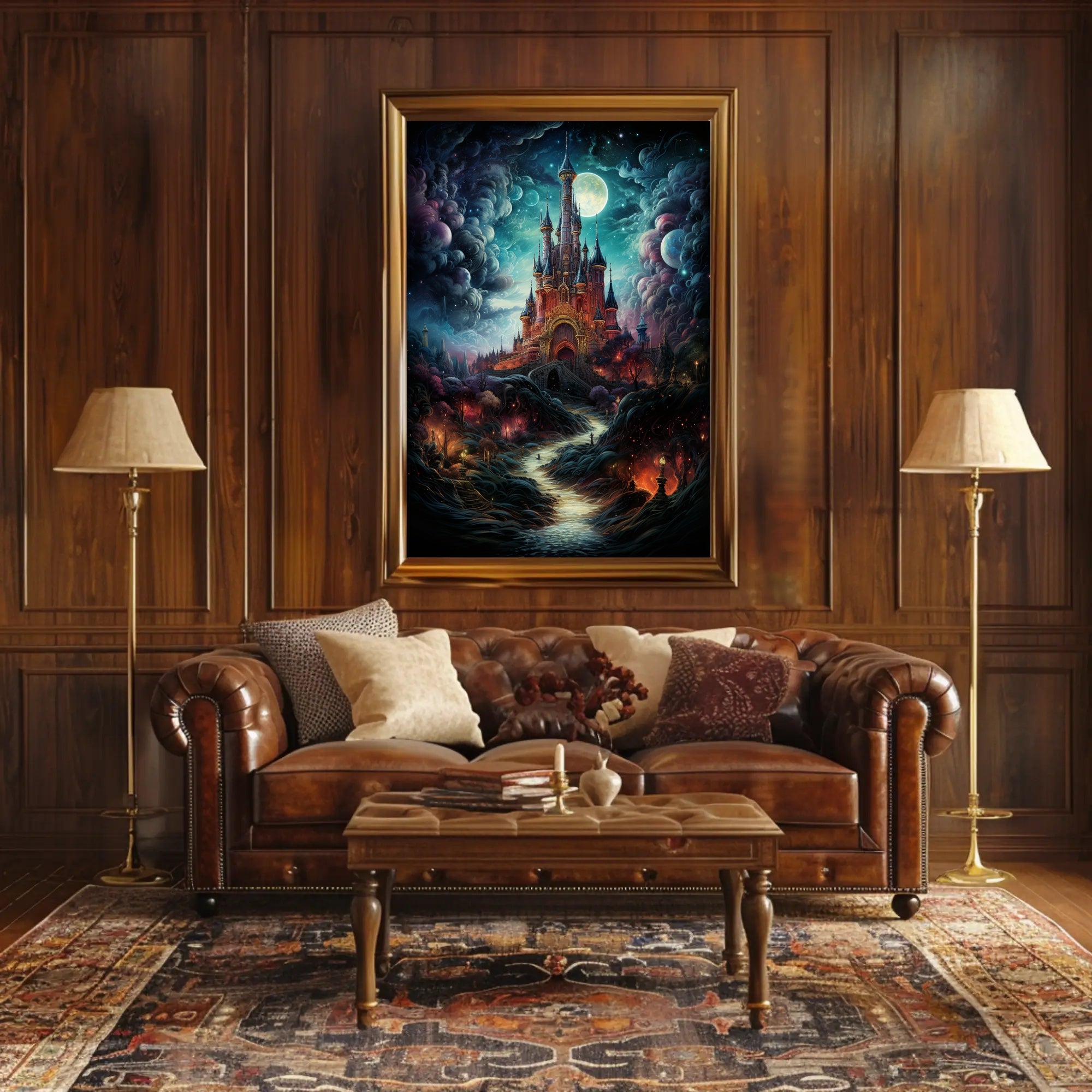 Enchanted Castle Under The Moonlit Sky Poster