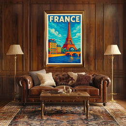 France Eiffel Tower Illustration Poster