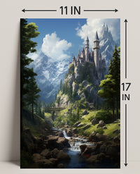 Enchanted Mountain Castle Poster PosterGoat