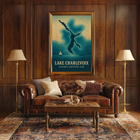 Lake Charlevoix: Sapphire-Gem Abstract Map Travel Poster