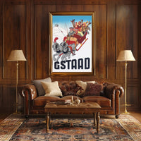 Vintage Sleigh Ride Adventure Gstaad Travel Poster PosterGoat
