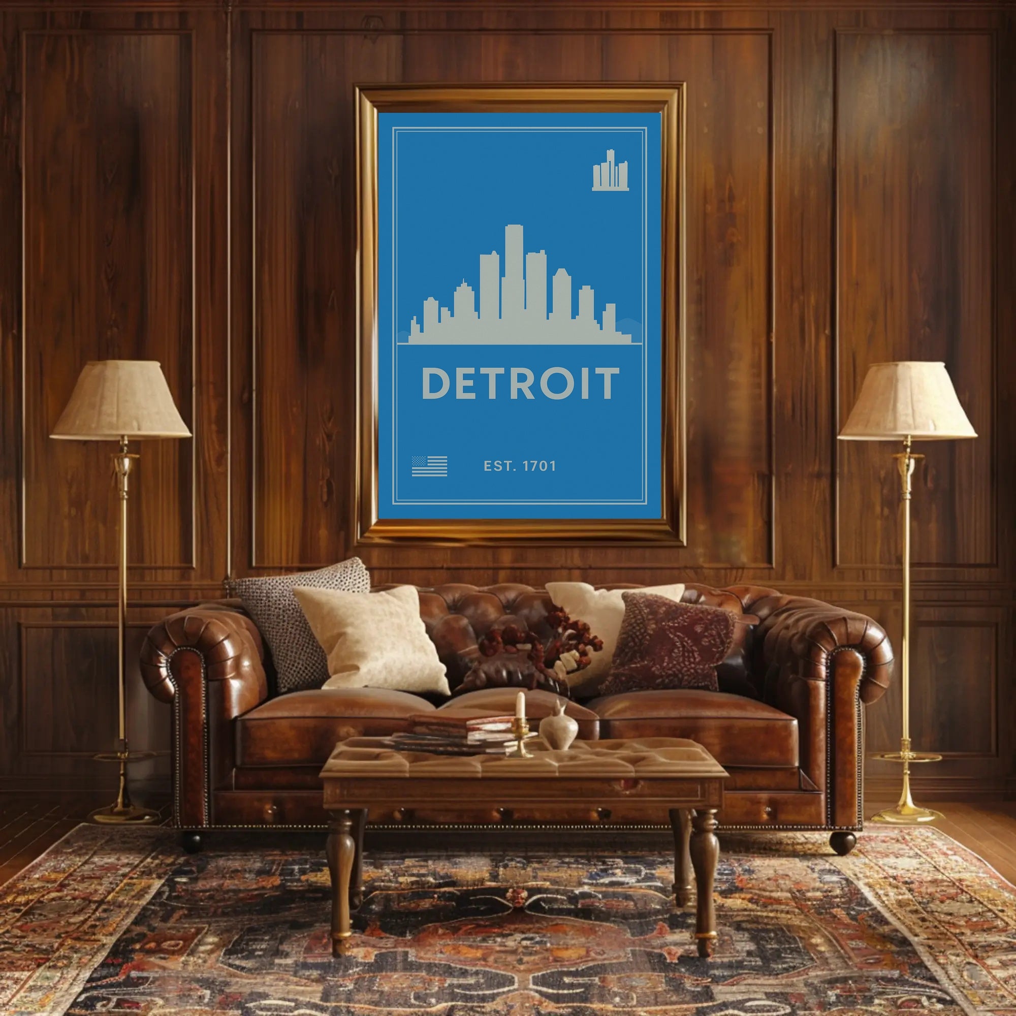 Detroit Skyline Poster PosterGoat
