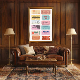 Nostalgic Vintage Ticket Collage for Retro Entertainment Poster PosterGoat