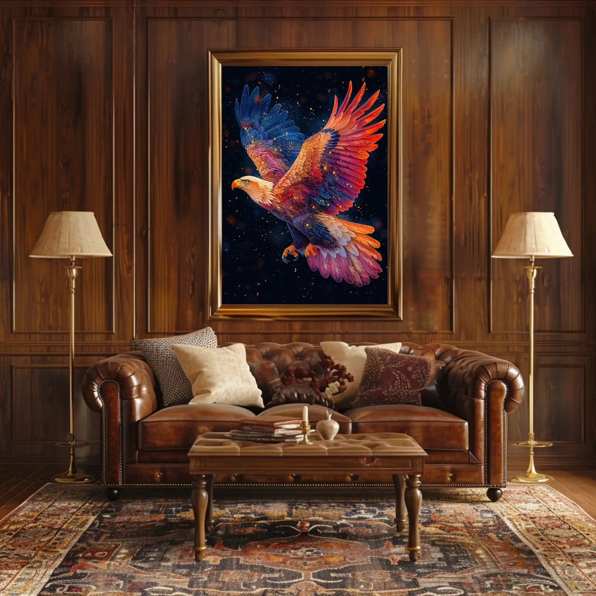 Majestic Cosmic Eagle Surreal Art Poster Print