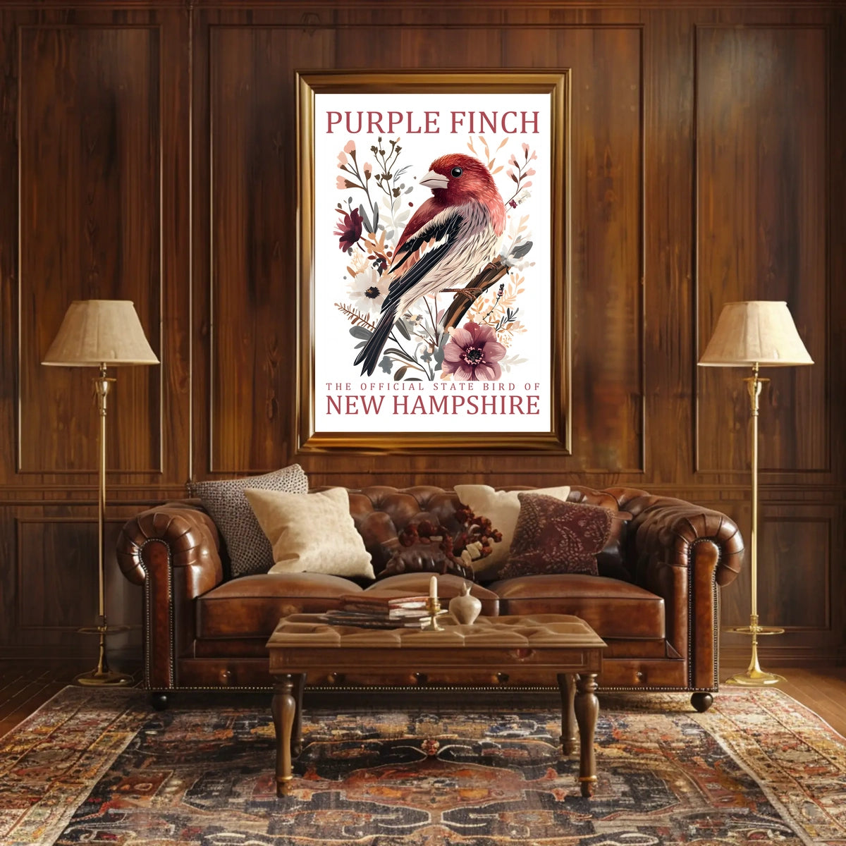 Purple Finch State Bird Art Poster Print