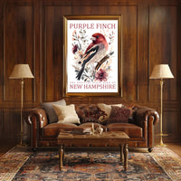 Purple Finch State Bird Art Poster Print