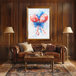 Watercolor Painting Of American Flag Balloon Poster