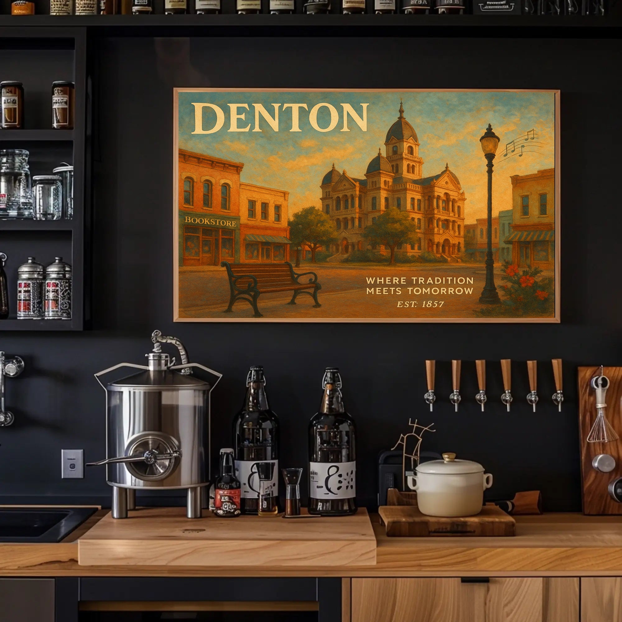 Denton Travel Poster: Heritage Meets Future Art