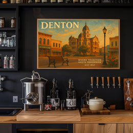 Denton Travel Poster: Heritage Meets Future Art
