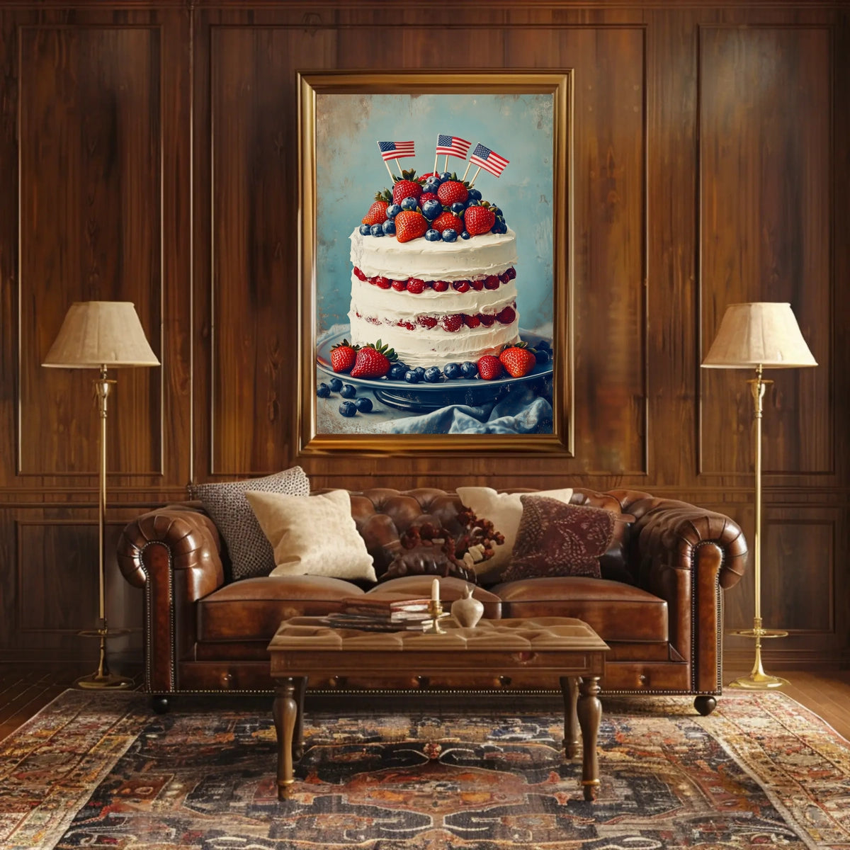 patriotic cake with white icing Poster