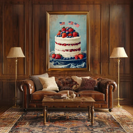 patriotic cake with white icing Poster