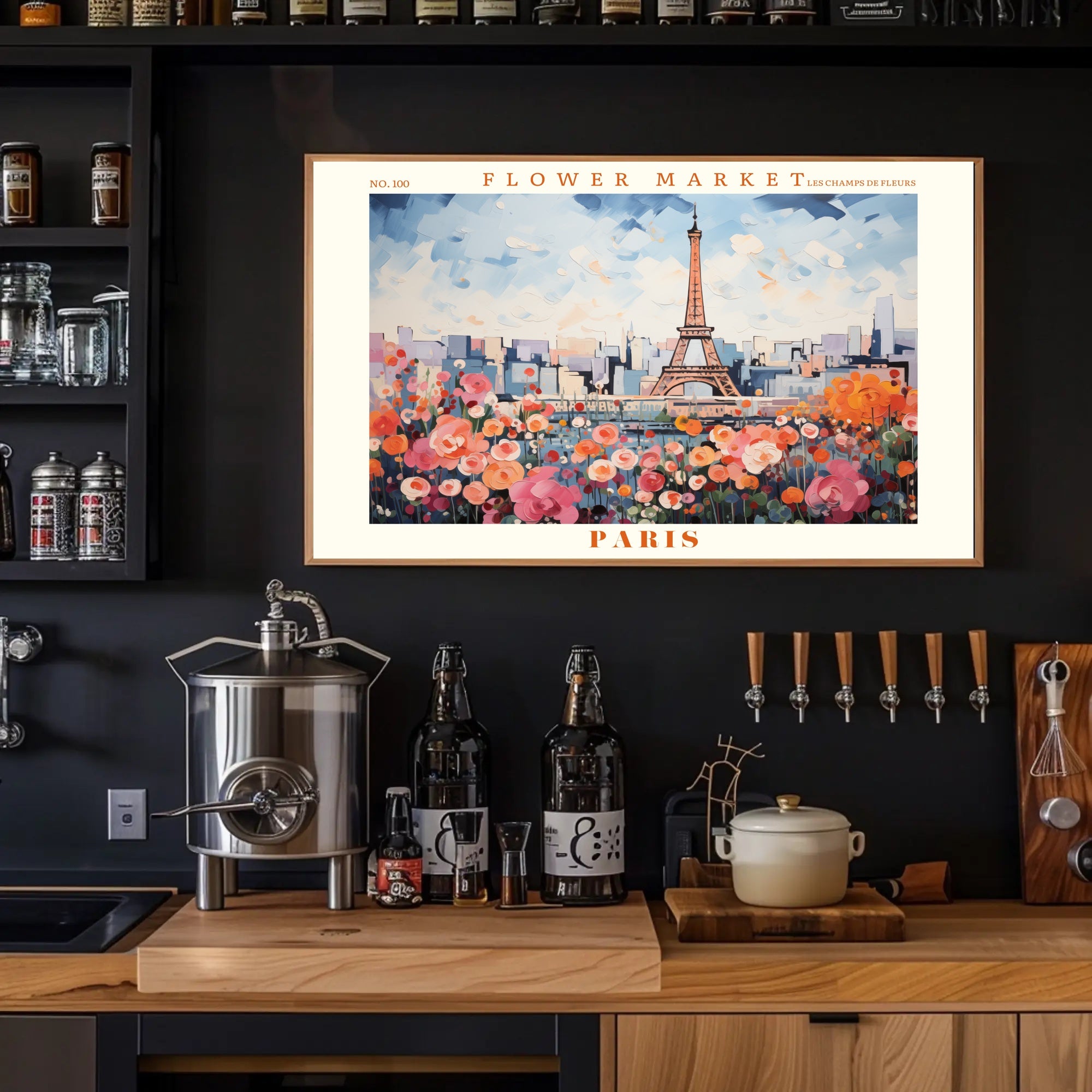 Vibrant Paris Scene with Eiffel Tower Travel Poster