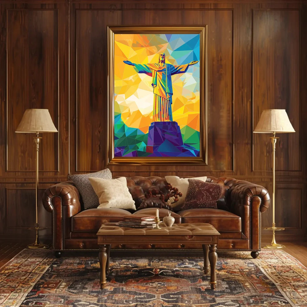 Vibrant Geometric Christ the Redeemer Art Poster