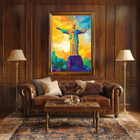 Vibrant Geometric Christ the Redeemer Art Poster