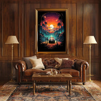 Cosmic Journey at Sunset Poster