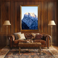 Majestic Dawn: Snow-Covered Mountain Art Poster