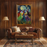 Three Witches Colorful Van Gogh Whimsical Poster