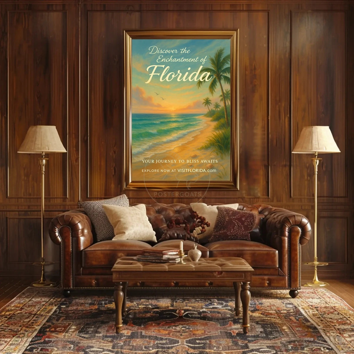 Serene Florida Coastal Sunset Travel Poster