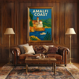 Amalfi Coast Travel Poster for Coastal Decor Wall Art