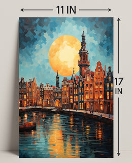 Moonlit Canals Poster