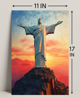 Christ The Redeemer At Sunset Poster
