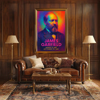 James A. Garfield 20th President of the United States Neon Gradient Overlay Poster