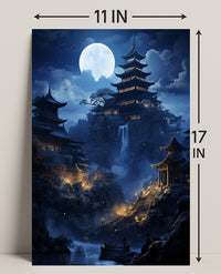 Moonlit Pagoda Serenity Poster