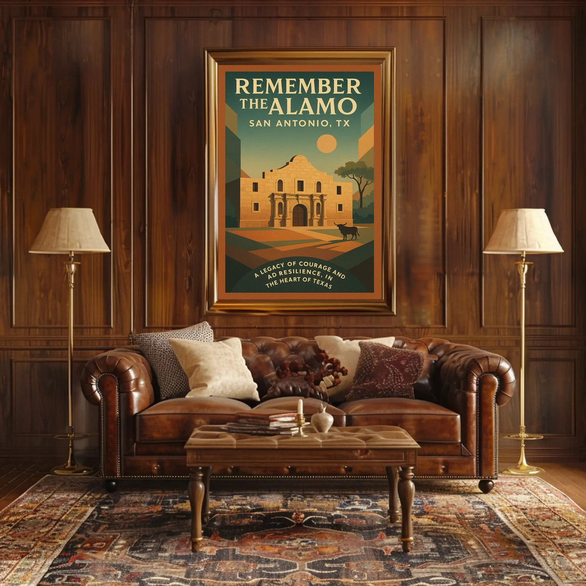 Alamo Sunset Vintage Poster: Texas Heritage Art Print