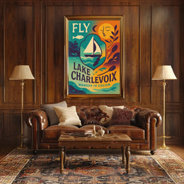 Lake Charlevoix Vibrant Adventure Destination Travel Poster