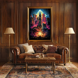 Vibrant Cityscape At Dusk Poster