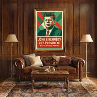 Kennedy 35th President Heritage Midcentury Poster