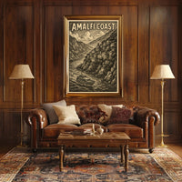 Amalfi Coast Illustration Poster 18x24 Coastal Wall Art