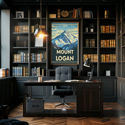 Mount Logan Snow Peak Vintage Travel Poster