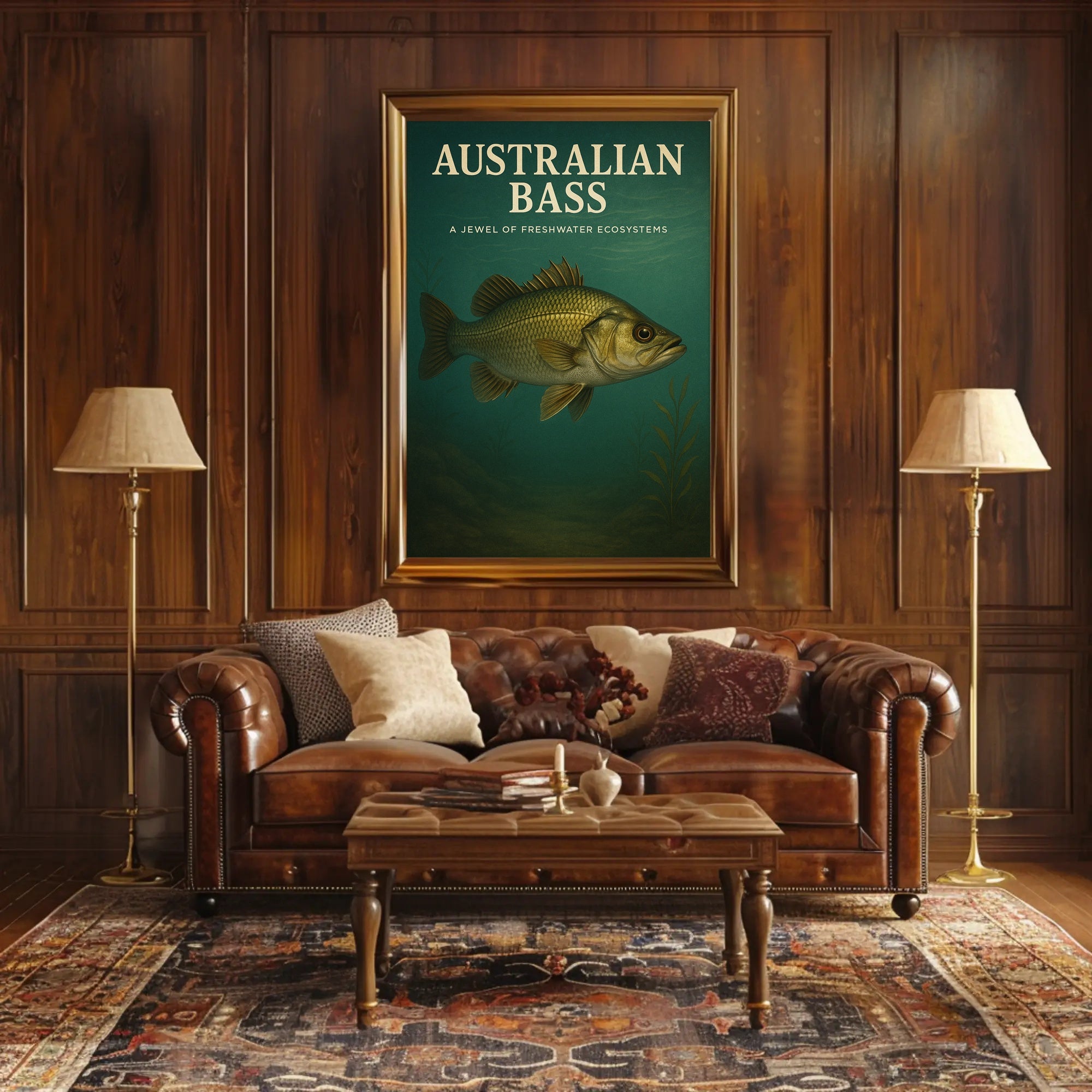 Australian Bass Ecosystem Art Educational or Infographic Poster