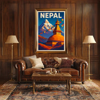 Nepal Land of Mountains and Stupas Poster