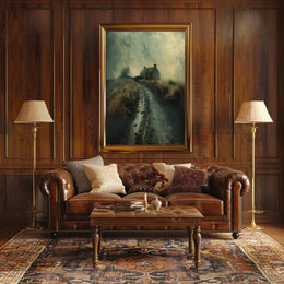 Solitary Stone House in Moody Photorealistic Artistic Poster PosterGoat