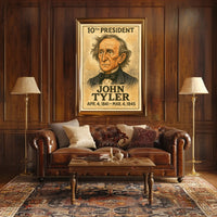 John Tyler 10th President of the United States Exaggerated Cartoon Sketch Poster