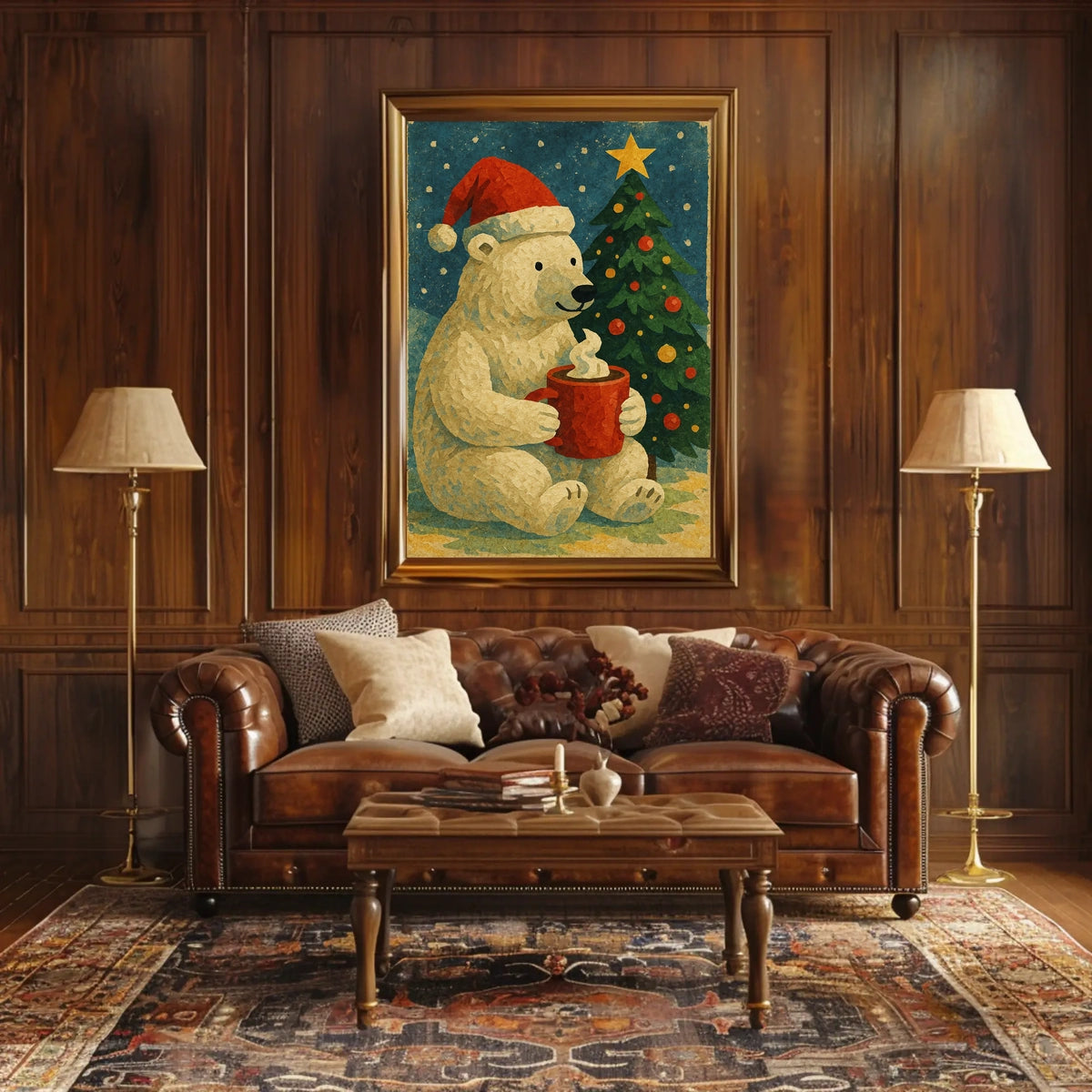 Festive Polar Bear Holiday Poster