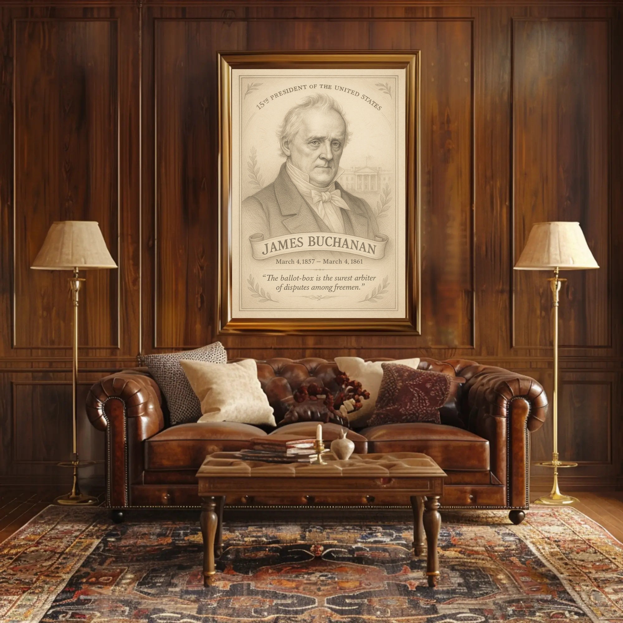 James Buchanan 15th President Sketch Poster Art Print PosterGoat