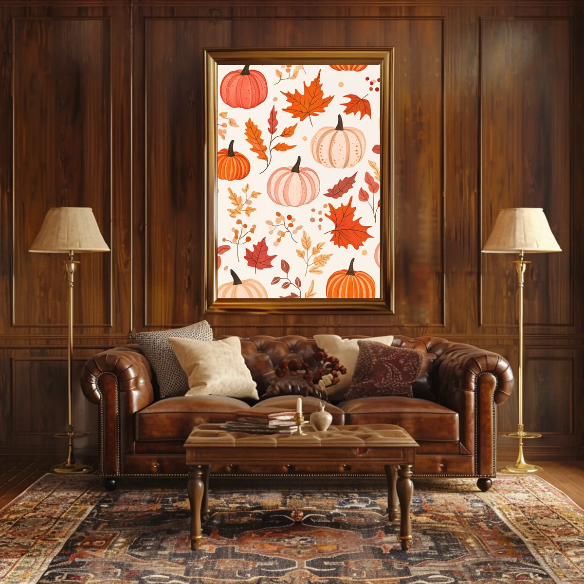 Autumn Harvest Fall Pumpkins Leaves Poster